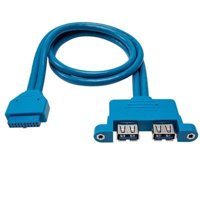 2 Ports USB3.0 A Female To Motherboard 20pin Female Cable