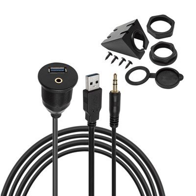 USB 3.0 And 3.5mm AUX Flush Mount Waterproof Cable For Car Vehicle