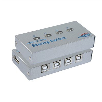 Silver 4 In 1 Out USB 2.0 printer Sharing Switch