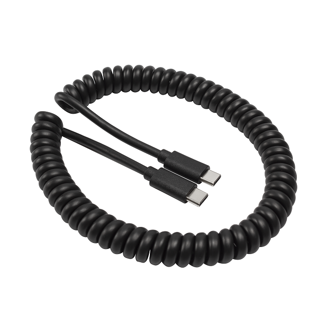 USB C Male To Male Curly Charging Cable