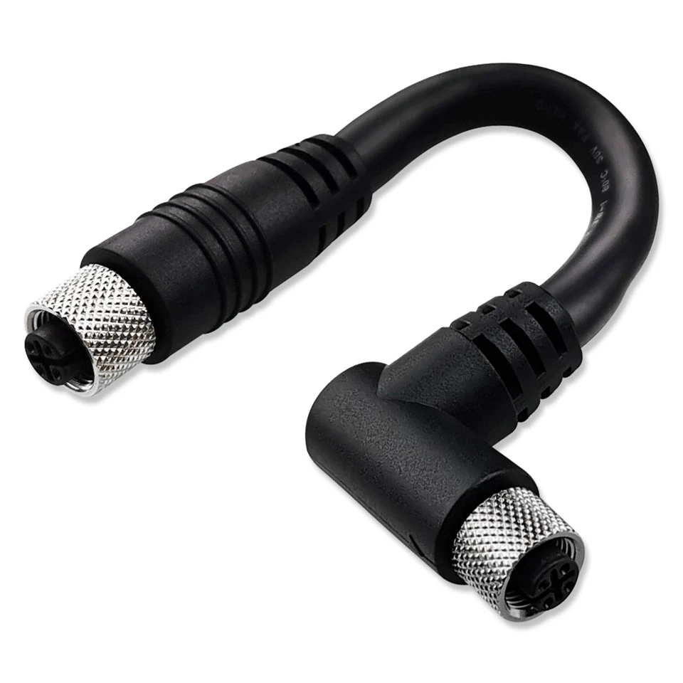 Waterproof M12 4 Pin Female 90 Degree To Female Straight Cable