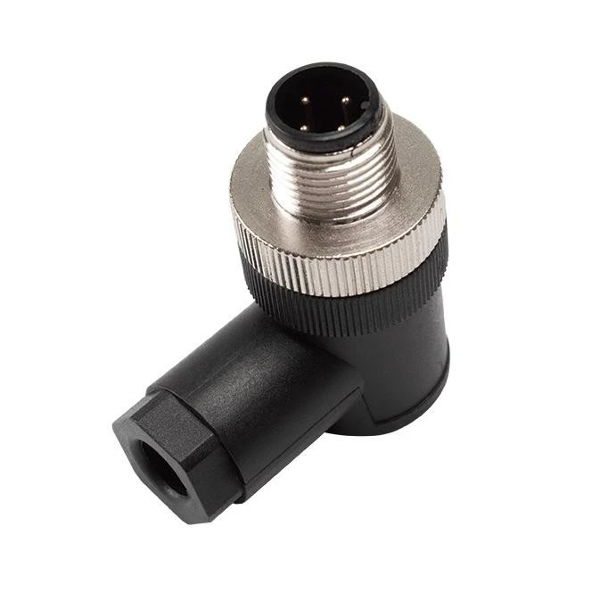 Waterproof M12 4 Pin Male Round Aviation Right Angle Connector