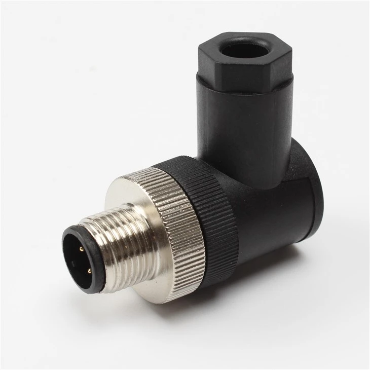 Waterproof M12 4 Pin Male Round Aviation Right Angle Connector